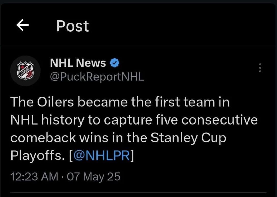 Absolutely crazy stat from the Oilers after tonight’s game.