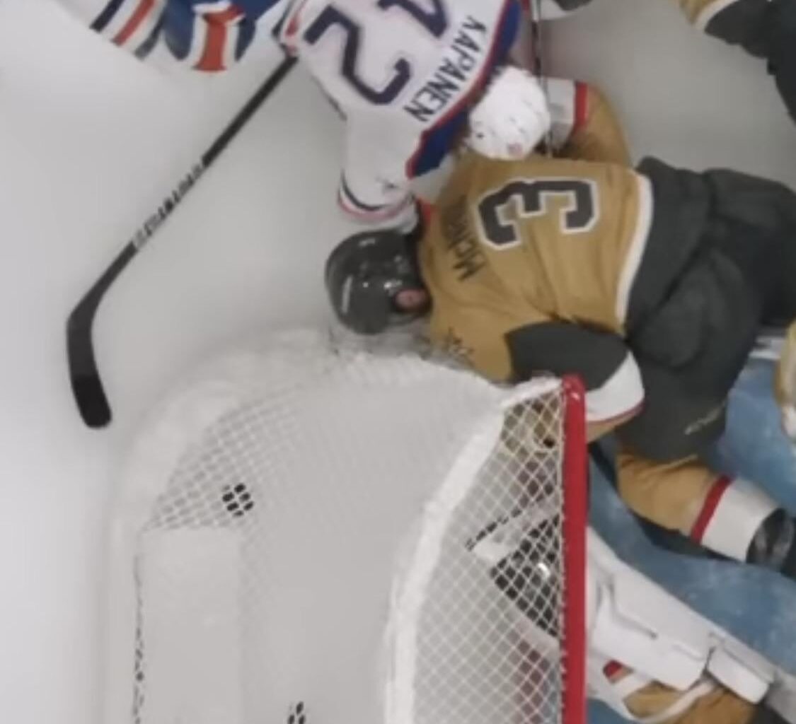 Poor Brayden McNabb literally staring at defeat.