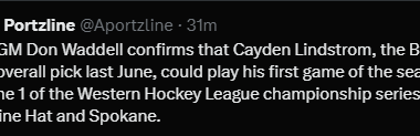 Cayden Lindstrom Could Play His First Game of the Season Tonight