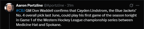 Cayden Lindstrom Could Play His First Game of the Season Tonight