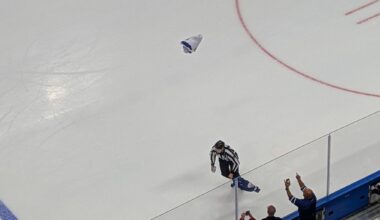 Leafs fan threw a jersey on the ice in the middle of the play