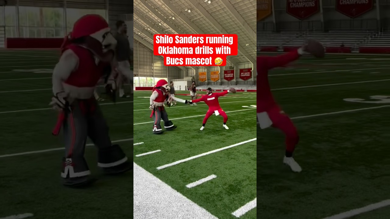 Shilo Sanders vs. Bucs Mascot 😅 (via @ShiloSanders)