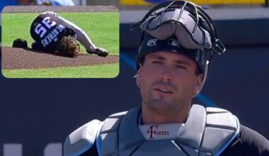 Ryan Weathers Struck in the Head...By His Own Catcher?!