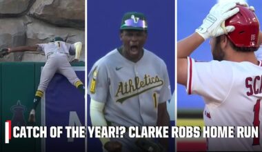 CATCH OF THE YEAR⁉️ Denzel Clarke CLIMBS THE WALL for the HOME RUN ROBBERY 🤯 | ESPN MLB