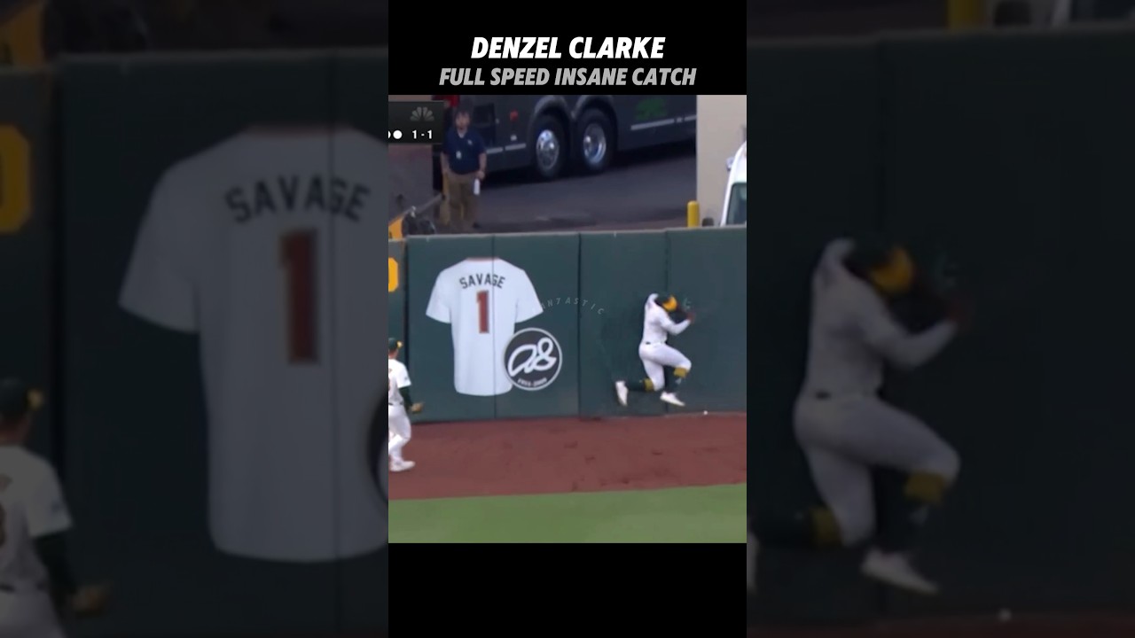 Denzel Clarke Insane Full Speed Catch #oaklandathletics