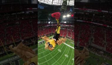 Freddie Falcon knows no fear at Mercedes-Benz Stadium 🤣 #nfl #stunt #shorts #football