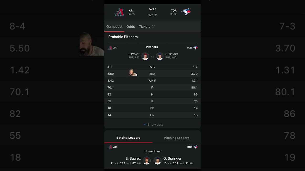 Toronto Blue Jays VS Arizona Diamondbacks Free MLB Betting Info 6/17/25