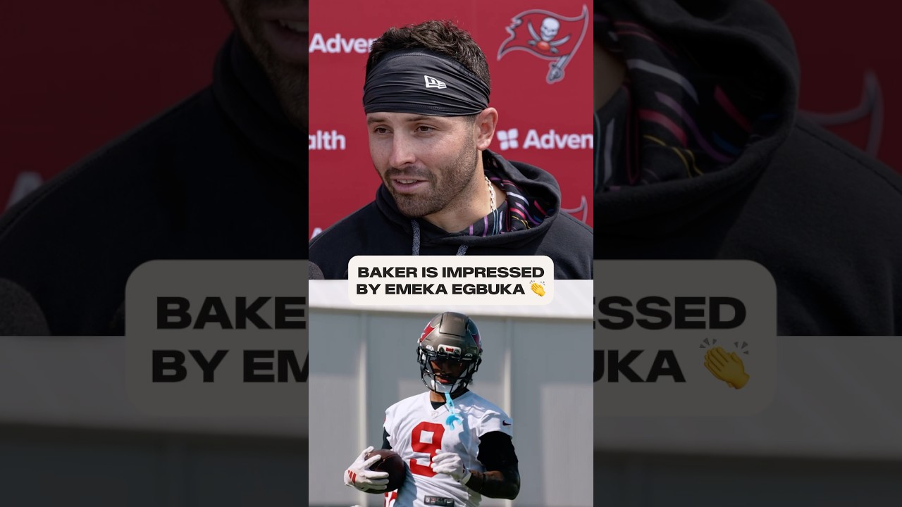 Baker Mayfield is excited to add another weapon to his arsenal 🔥 #bucs #nfl #baker #emekaegbuka