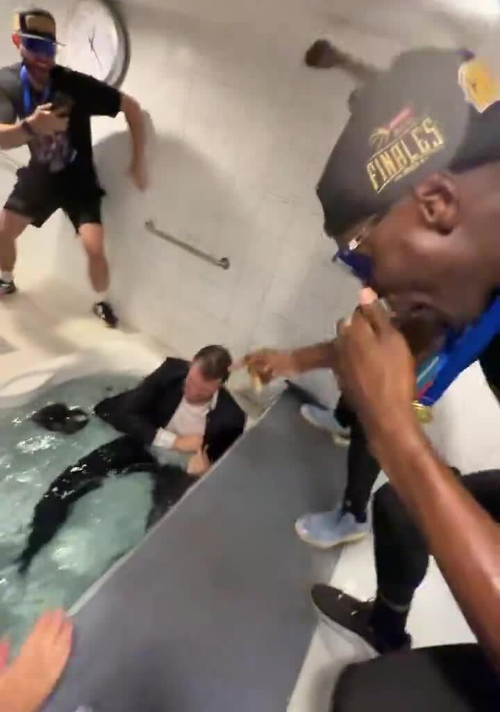 Paris Basketball wins first-ever French Championship against AS Monaco. 
Their head coach, former NBA player Tiago Splitter, was thrown into the water in celebration.
Tiago will join the Portland Trail Blazers as an assistant coach for the 2025-26 season.