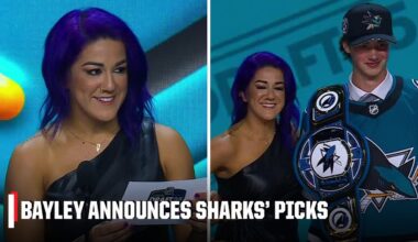 WWE's Bayley announces both of the San Jose Sharks' first-round picks | 2025 NHL Draft