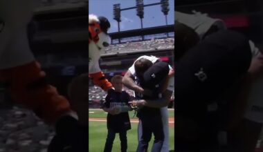Javy Báez's son, Adrian, celebrated his 7th birthday by throwing out a first pitch to his dad 💙