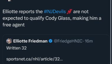 [Chauvancy] NJDevils are not making a qualifying offer for Glass, making him a free agent