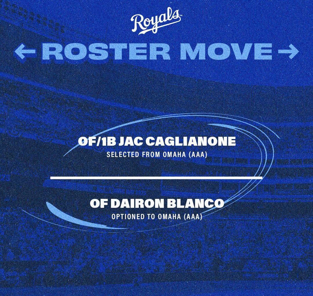 Dairon Blanco has been sent down to Triple-A Omaha, while the promotion of Jac Caglianone to the MLB roster has been announced.