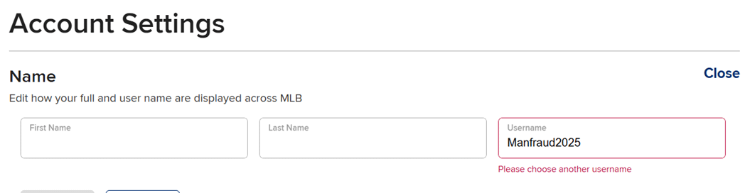 MLB.com banned usernames