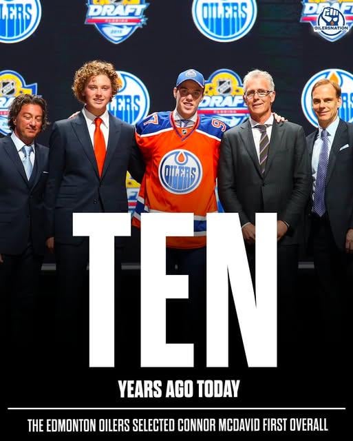 Ten years ago today, the Edmonton Oilers selected Connor McDavid first overall in the 2015 NHL Entry Draft.
