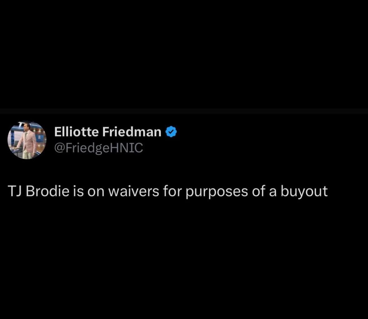 TJ Brodie is on waivers to be bought out