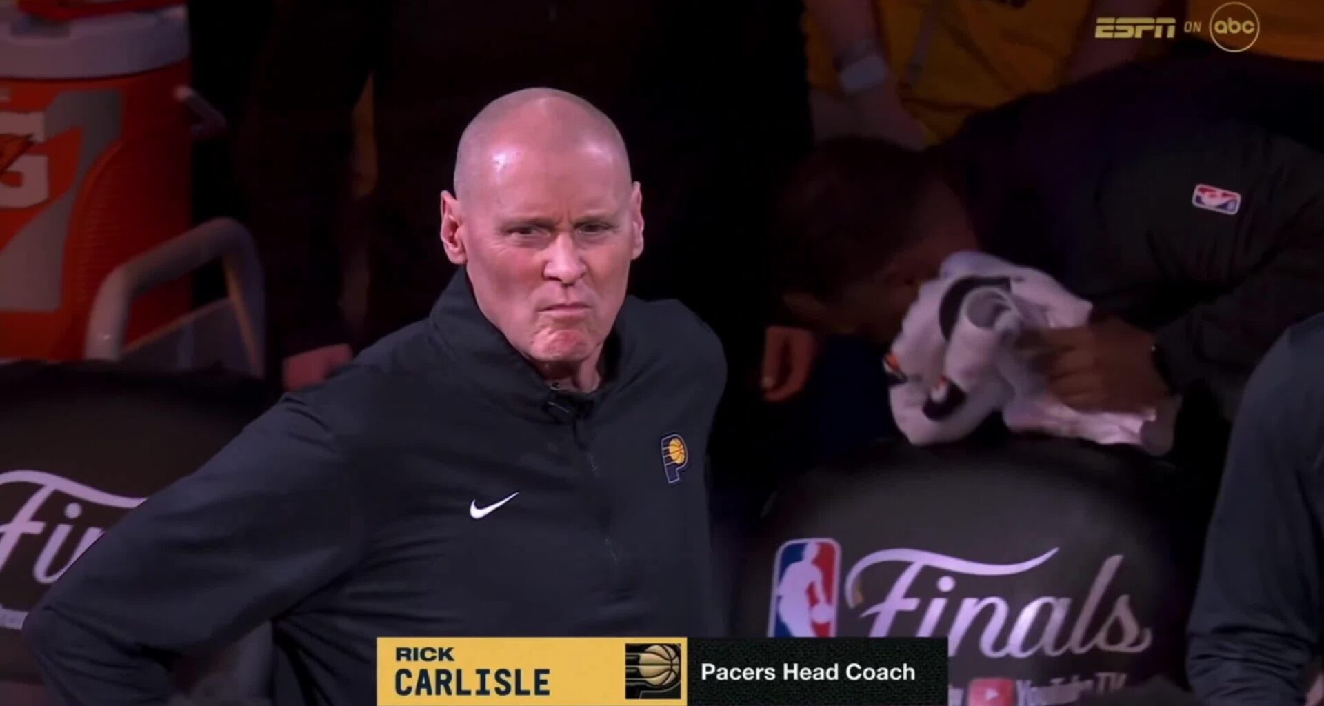 [Highlight] Pacers coach Rick Carlisle chose 50 Cent’s “Many Men” as his intro music during last night’s OKC-Pacers Finals Game