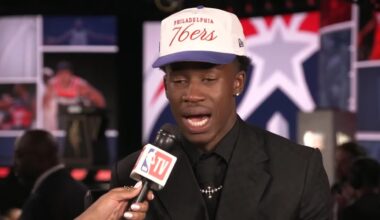 VJ Edgecombe gets emotional after getting drafted: "Them long nights, I had no electricity. I lived off a generator for 7 years... I'm the best athlete in this class. I can jump as high as anybody in here. Run as fast as anybody in here. I'mma play my heart out."