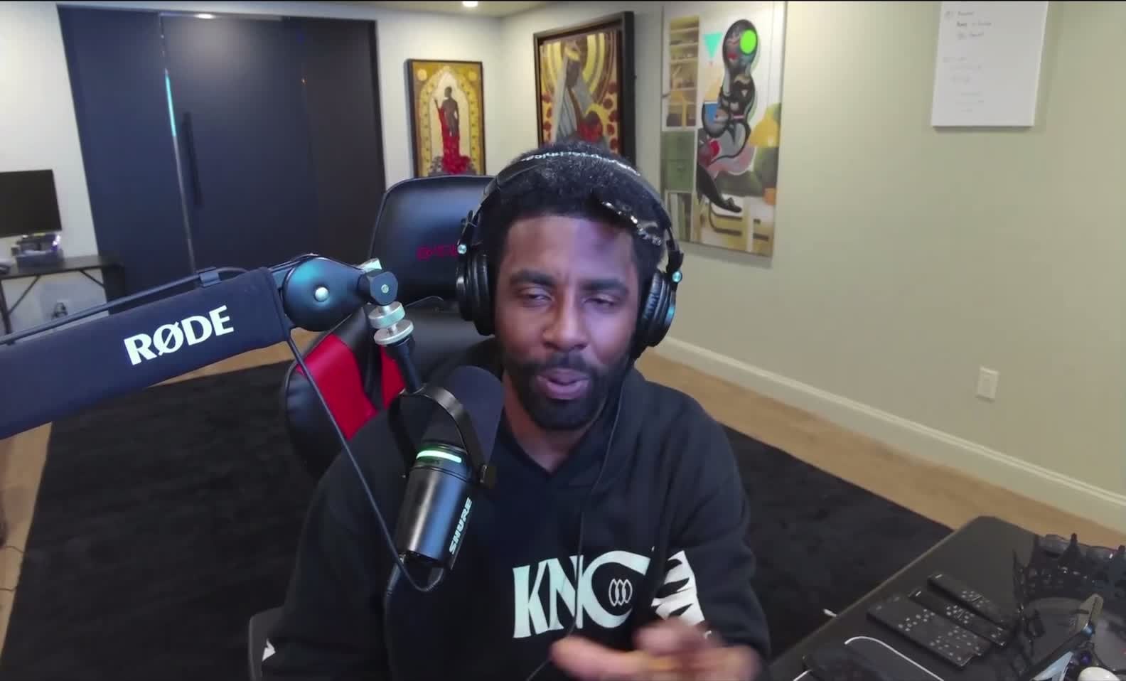 Kyrie: "Before I forget, y’all gotta stop making fun of my brother KAT...y’all don't know what it's like to grow up in NJ & have all of these cultures you're a part of - he's Dominican, he's black, he grew up in a certain area of NJ just like me & you gotta survive out here. You know what I mean?"