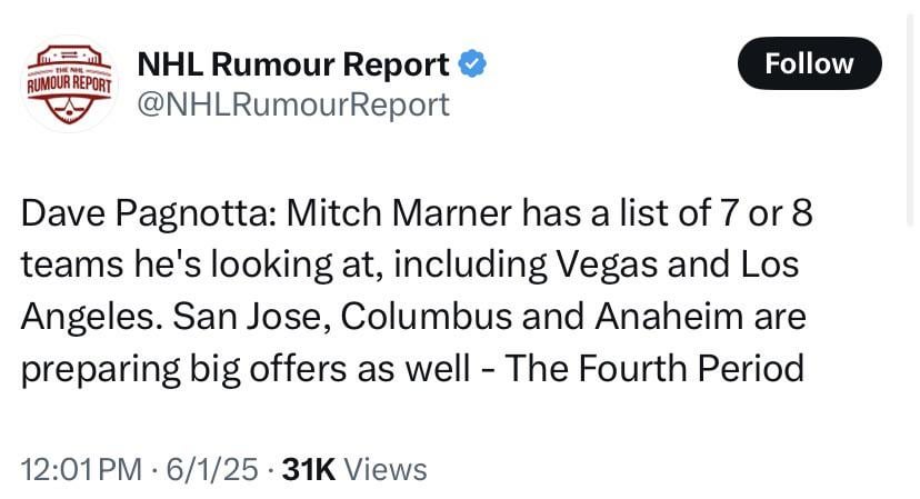 Columbus preparing a big offer for Mitch Marner