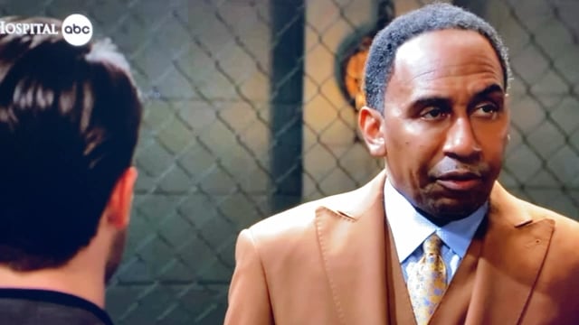 Stephen A Smith having a conversation with Justin Tucker