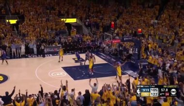 [Highlight] Tyrese Haliburton huge exclamation point triple as he leads the Pacers to the finals, causing the arena to erupt!
