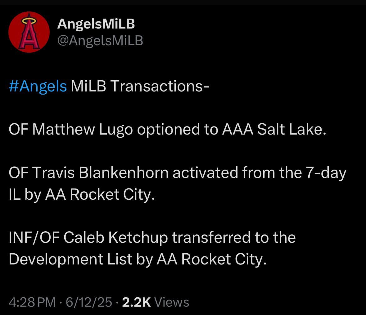 Lugo optioned to AAA