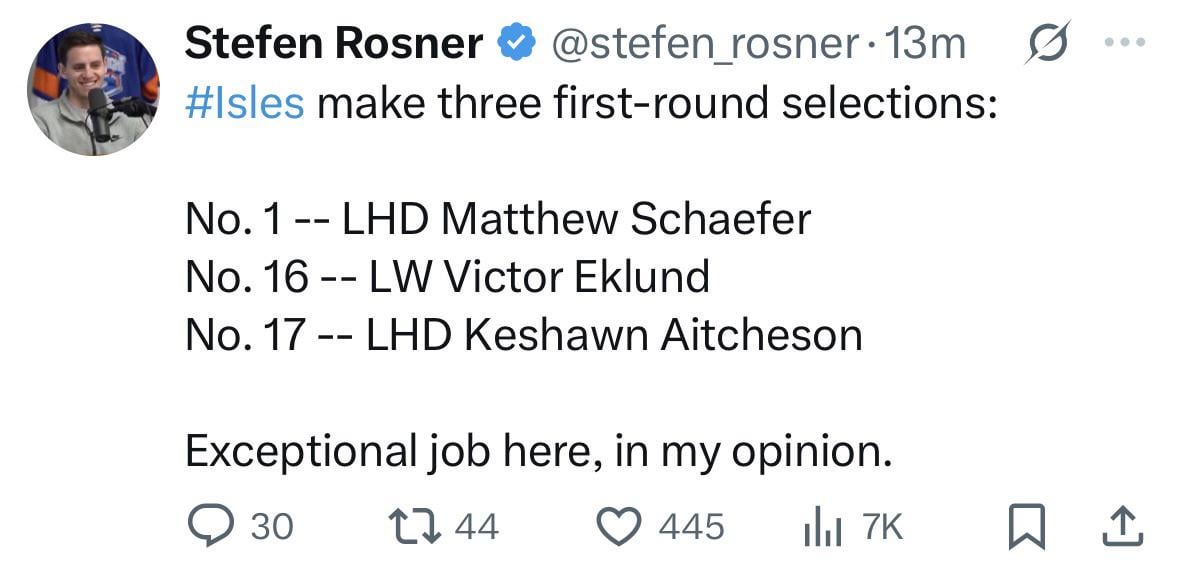 Isles Draft Day 1 Haul