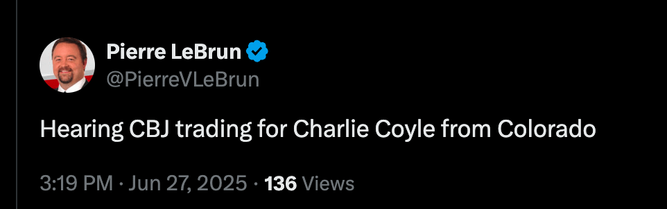 [LeBrun] Hearing CBJ trading for Charlie Coyle from Colorado