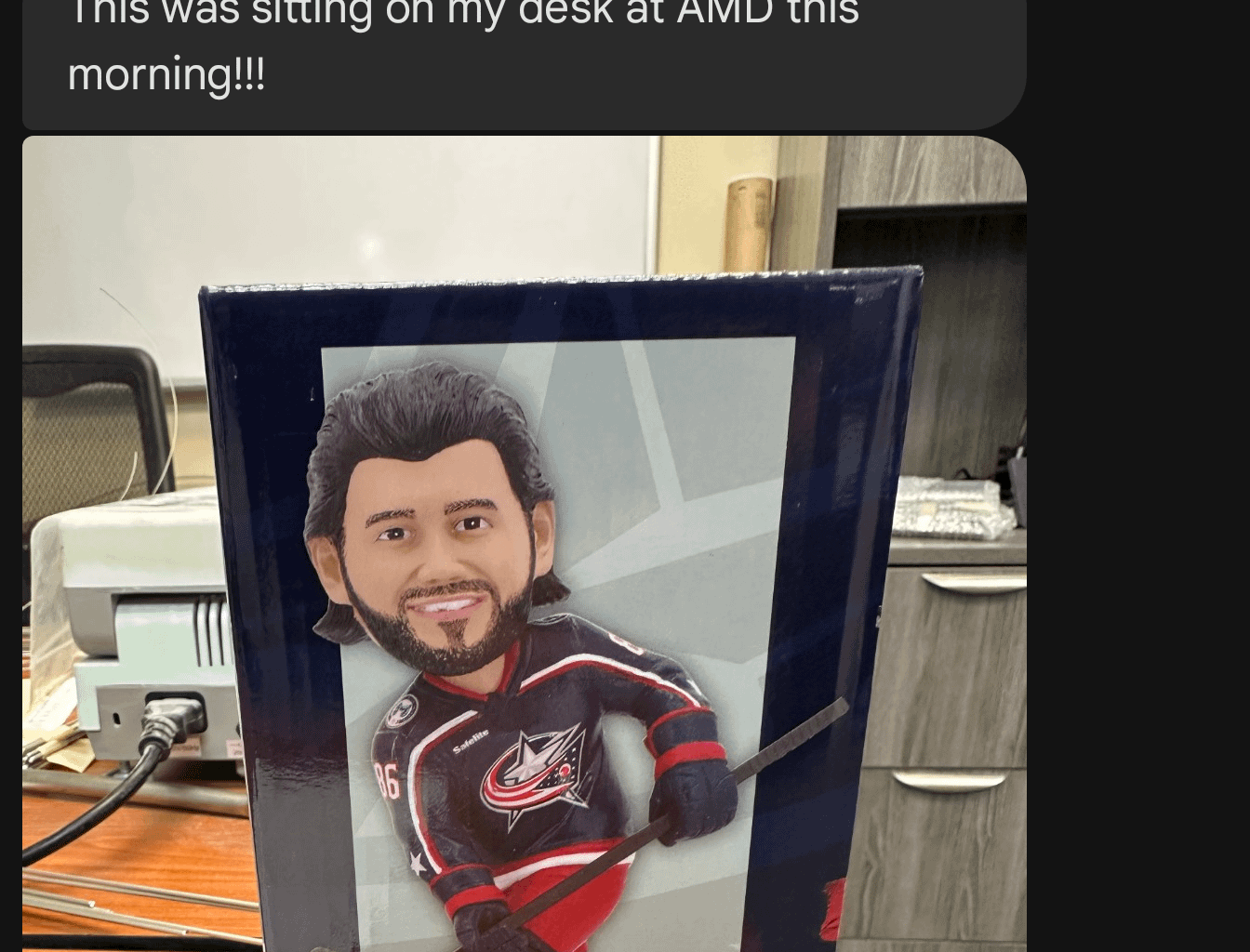 Someone at work surprised my dad with a Marchy bobble!