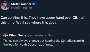 [Sears] Things can always change but hearing the Canadiens are in the lead for Noah Dobson as of now.  Rosner: Can confirm this.