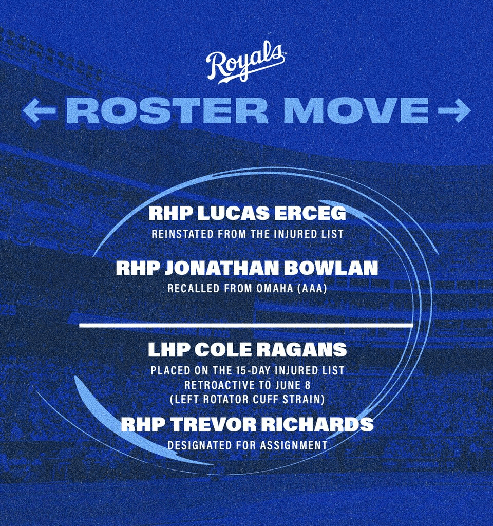 Erceg back, Bowlan back, Richards DFAed, and Ragans going to the IL