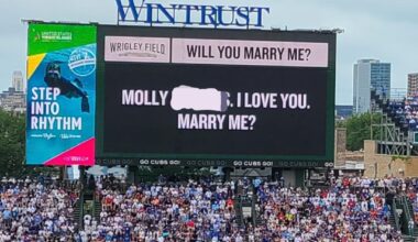 First game at Wrigley, and a wedding proposal broke out