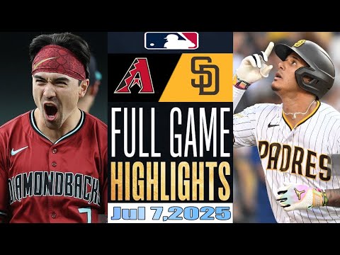 San Diego Padres Vs Arizona Diamondbacks Full Game Highlights Jul 07, 2025 MLB Season 2025