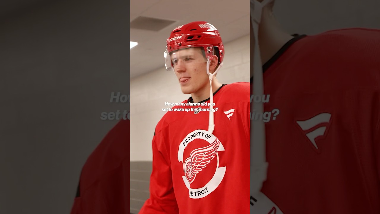 How many alarms did it take to wake up Red Wings prospects for development camp?