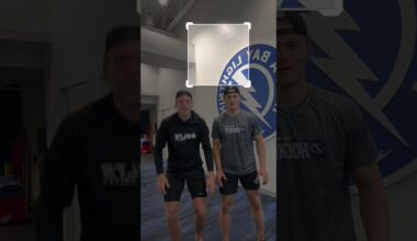 Tallest guys avoiding the box! #nhl #tampabaylightning #avoidthebox #devcamp