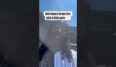 ⚾️ Alvin Kamara throws first pitch at Cubs game #saints #nfl #cubs
