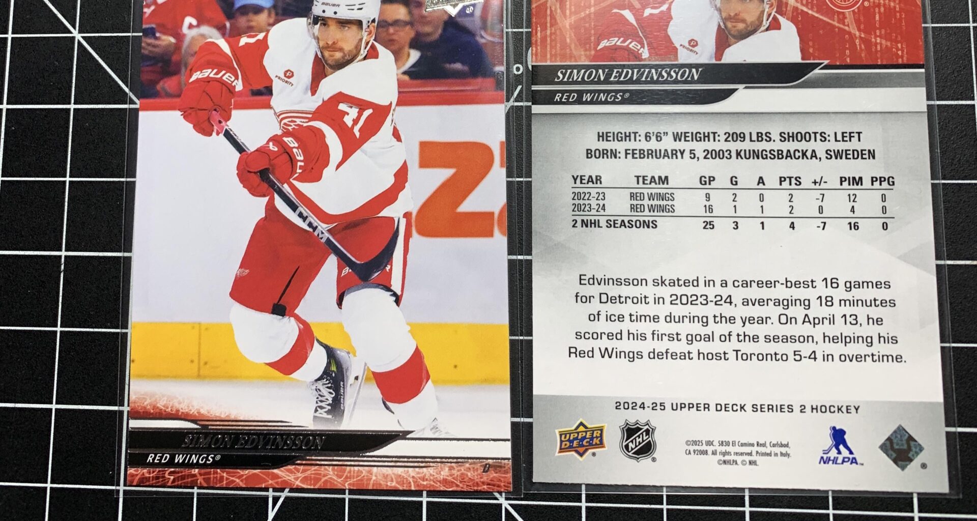 There’s a misprint in 24-25 upper deck series 2 - Edvinsson is a ghost.