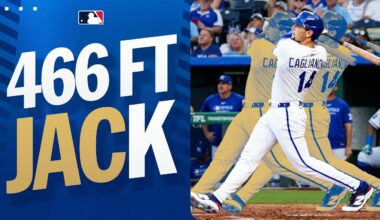 Jac Cag absolutely CRUSHES this ball over the walls! 466 FT!