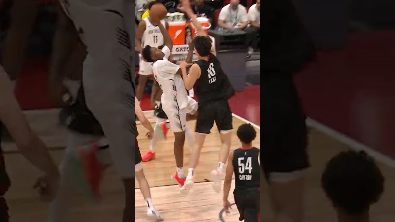 Derik Queen left handed hook shot vs. Trail Blazers #nbasummerleague #pelicans