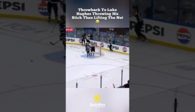 When Luke Hughes Threw His Stick & Lifted The Net 😂 #nhl #hockey #njdevils #tampabaylightning