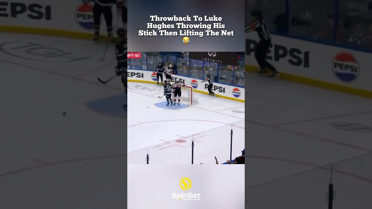 When Luke Hughes Threw His Stick & Lifted The Net 😂 #nhl #hockey #njdevils #tampabaylightning