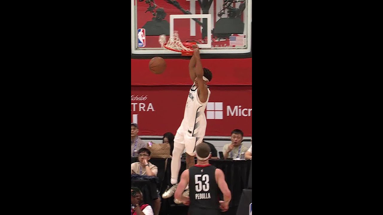 Jeremiah Fears steal and slam vs. Trail Blazers #nbasummerleague #pelicans