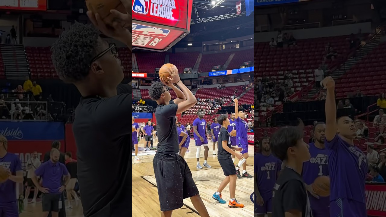 Ace Bailey, the lefty? #Utah #Jazz #Basketball #AceBailey #SummerLeague #Warmups #NBA #Hoops #Fun