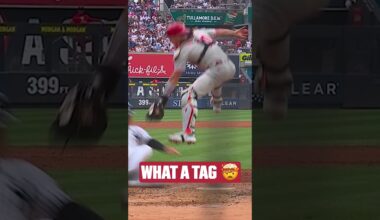 J.T. Realmuto applies the mid-air tag at home! 🤯