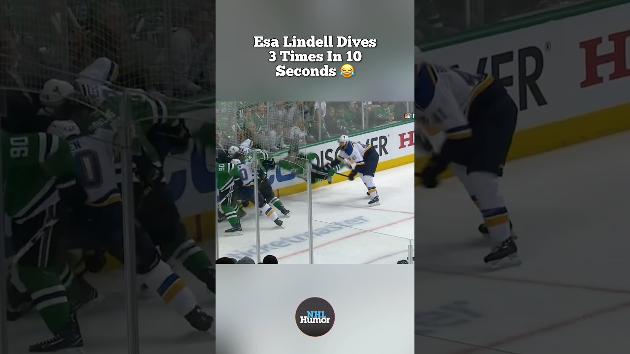 Esa Lindell Dives 3 Times In 10 Seconds 😂 #nhl #hockey #dallasstars #stlouisblues #blues #dive