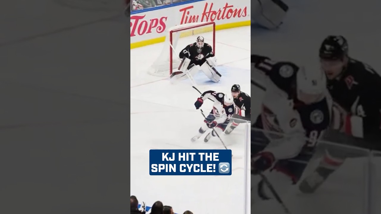KJ HIT THE SPIN CYCLE! 🔄 #shorts #cbj #hockey