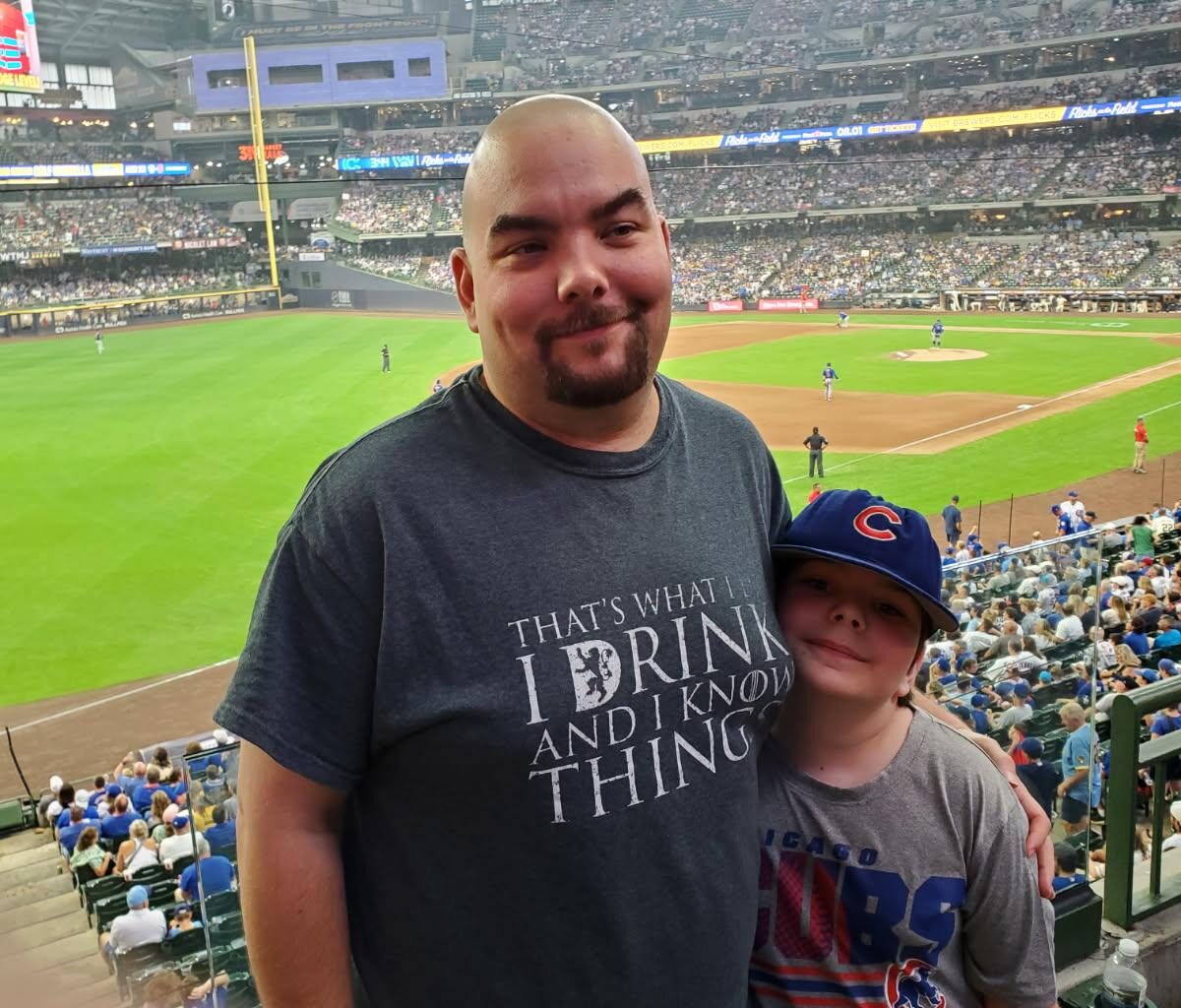 Sons first Cubs game. Fly the W.