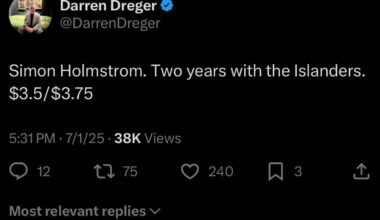 [Dreger] Simon Holmstrom. Two years with the Islanders. 3.5/3.75