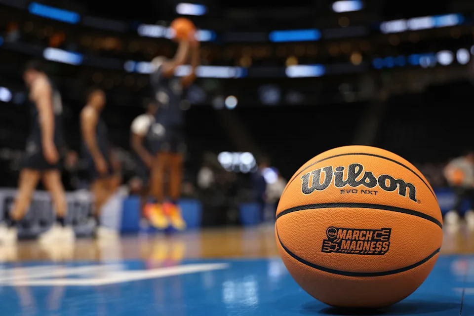 NCAA ball on floor. (Photo by Christian Petersen/Getty Images)Christian Petersen&sol;Getty Images